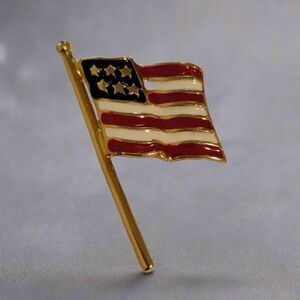 Vintage Gold Tone American Flag Brooch – Red White & Blue Enamel Pin